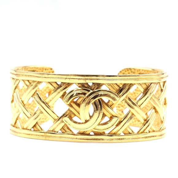 CHANEL Jewelry - Cc Woven Cutout Cuff Bangle Bracelet